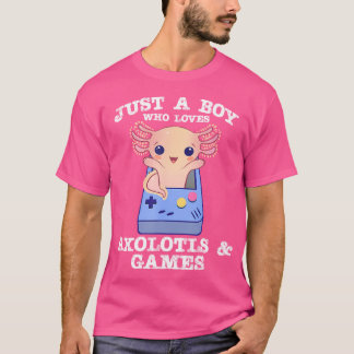 Camiseta Apenas Um Menino Que Ama Axolotls Cute Kawaii Sala