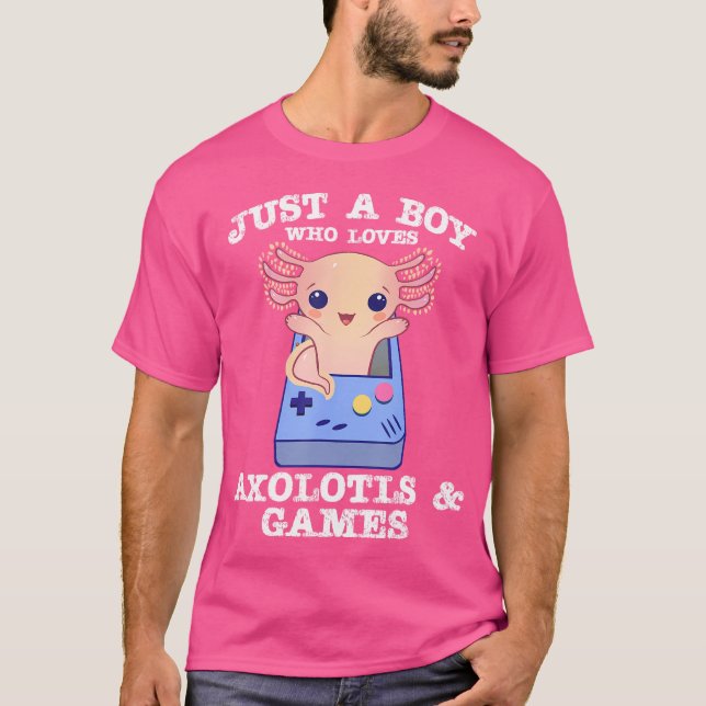 Camiseta Apenas Um Menino Que Ama Axolotls Cute Kawaii Sala (Frente)