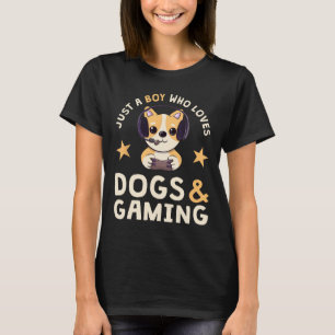 Camiseta Apenas um menino que ama cães e jogos, gamer fofo
