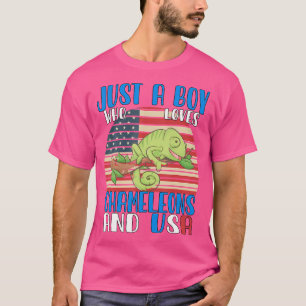 Camiseta Apenas Um Menino Que Ama Camaleões E Eua