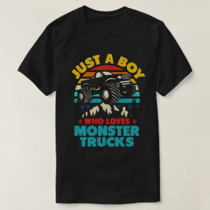 Camiseta Apenas Um Menino Que Ama Caminhões Monstros Para T