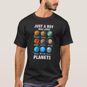 Camiseta Apenas Um Menino Que Ama Ciência Espacial Dos Plan