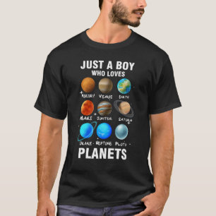 Camiseta Apenas Um Menino Que Ama Ciência Espacial Dos Plan