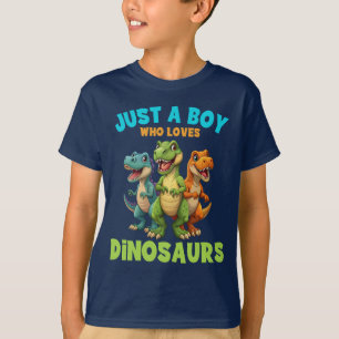 Camiseta Apenas um menino que ama dinossauros, dinossauro e