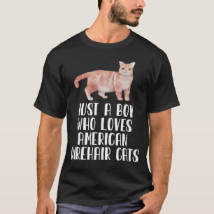 Camiseta Apenas Um Menino Que Ama Gatos De Cabelos-Centeado