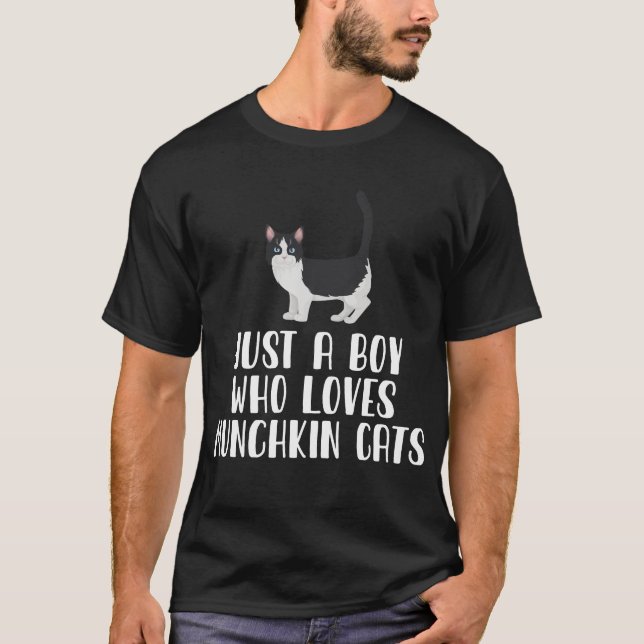 Camiseta Apenas Um Menino Que Ama Gatos De Munchkin (Frente)