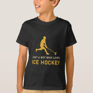 Camiseta Apenas Um Menino Que Ama Hóquei No Gelo