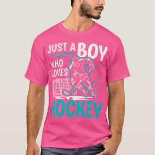 Camiseta Apenas um menino que ama jogador de hóquei jovens