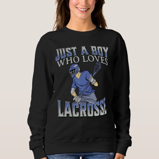 Camiseta Apenas Um Menino Que Ama Lacrosse Criança Esporte  (Frente)