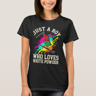 Camiseta Apenas um menino que ama neve branca em pó no inve