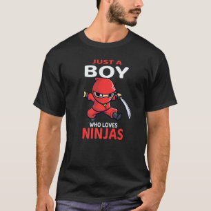 Camiseta Apenas um menino que ama Ninjas I Karatê Juvenil I