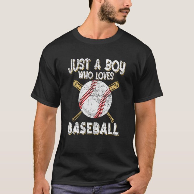 Camiseta Apenas um Menino que ama o Baseball Pitcher Pitche (Frente)