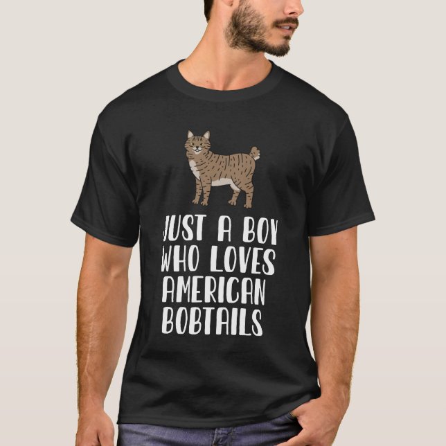 Camiseta Apenas Um Menino Que Ama Os Gatos Bobtail American (Frente)