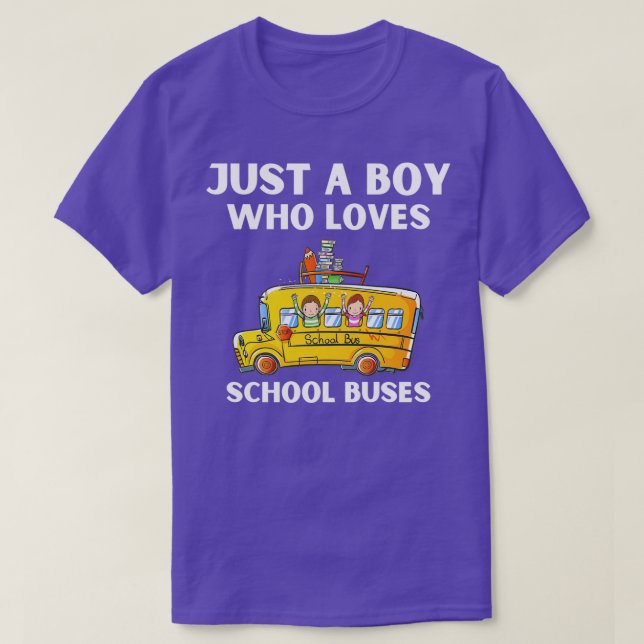 Camiseta Apenas Um Menino Que Ama Os Ônibus Da Escola 10 (Frente do Design)