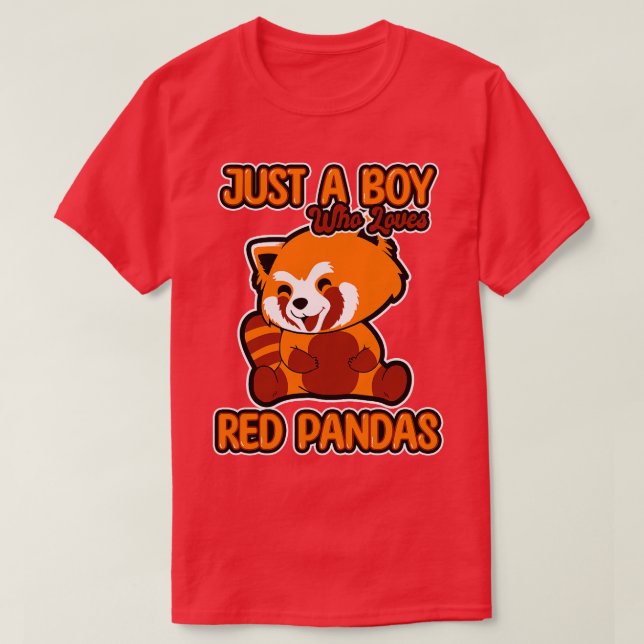 Camiseta Apenas Um Menino Que Ama Pandas Vermelhas 1 (Frente do Design)
