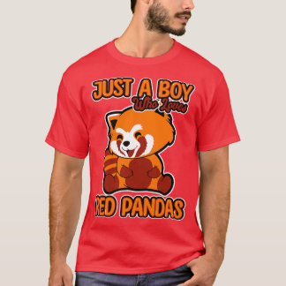 Camiseta Apenas Um Menino Que Ama Pandas Vermelhas 1