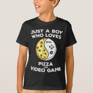 Camiseta Apenas Um Menino Que Ama Pizza E Jogo De Vídeo Gam