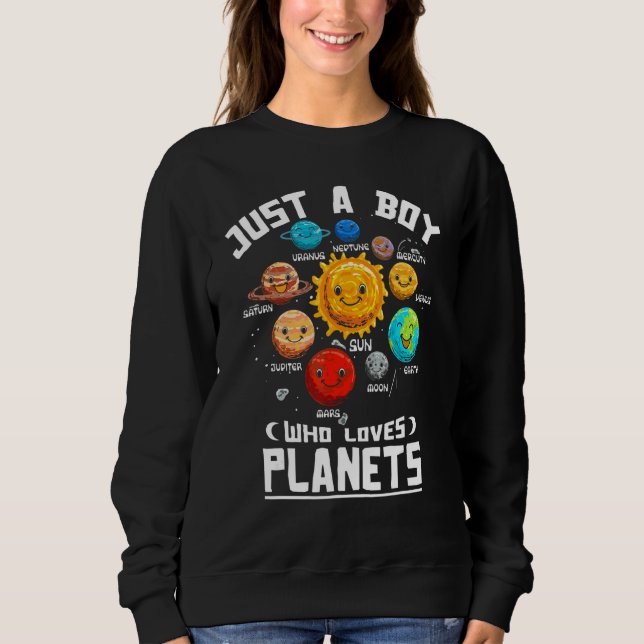 Camiseta Apenas um menino que ama planetas espaço Exploraçã (Frente)