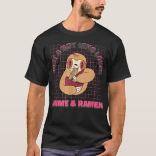 Camiseta Apenas um menino que ama Ramen Anime Sloth Kawaii 
