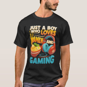 Camiseta Apenas Um Menino Que Ama Ramen E Jogando Anime Gam