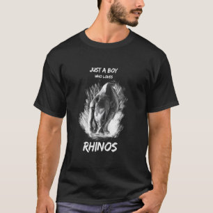 Camiseta Apenas um menino que ama rinocerontes engraçado am