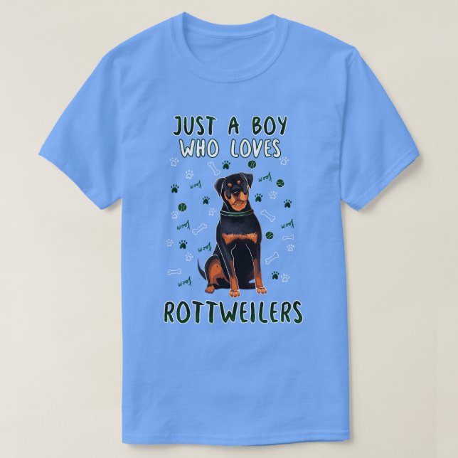 Camiseta Apenas Um Menino Que Ama Rottweilers (Frente do Design)
