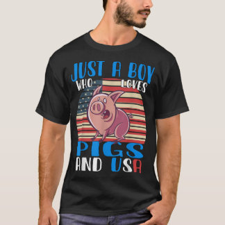 Camiseta Apenas Um Menino Que Ama Suínos E Usa3409