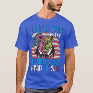 Camiseta Apenas Um Menino Que Ama Suínos E Usa3411