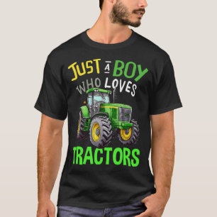Camiseta Apenas Um Menino Que Ama Trator De Fazenda Verde