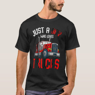 Camiseta Apenas um Menino que ama Trucks Semi Trucker Kids