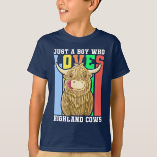 Camiseta Apenas Um Menino Que Ama Vacas Em Highland Escoces