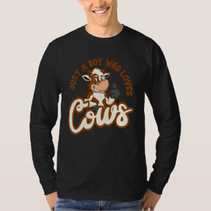 Camiseta Apenas um menino que ama vacas Meninos Fazendeiro