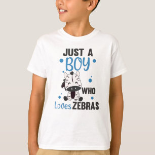 Camiseta Apenas Um Menino Que Ama Zebras Ama Animais Doces