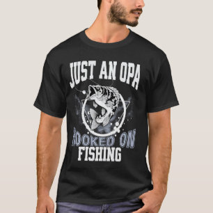 Camiseta Apenas um Opa Viciado em Pescar Peixe Saltando Pes
