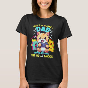 Camiseta Apenas um pai jogador que ama gatos tacos e os ano