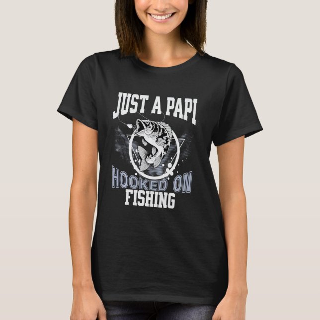 Camiseta Apenas um Papi Viciado em Pesca Peixe Saltando Pes (Frente)