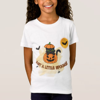 Camiseta Apenas Um Pouco Assustador - Gato Preto Fofo de Ha