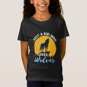 Camiseta Apenas uma Criança que Ama Lobos Amante de Lobos