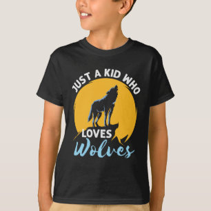 Camiseta Apenas uma Criança que Ama Lobos Amante de Lobos