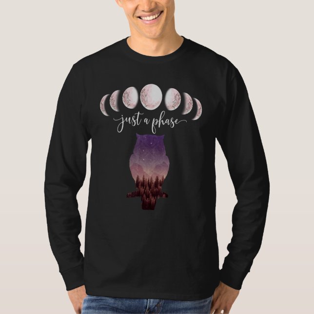 Camiseta Apenas Uma Fase Fases Da Lua Coruja Noturna Roxa F (Frente)