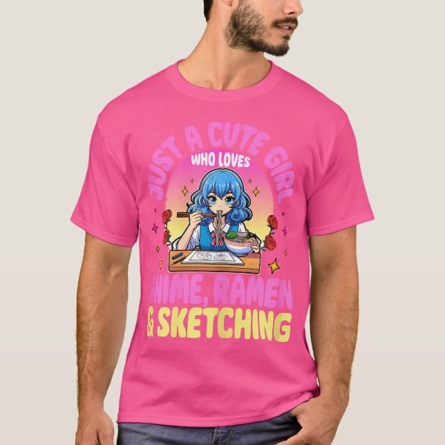 Camiseta Apenas Uma Garota Bonita Que Adora Anime Ramen Esc (Frente)