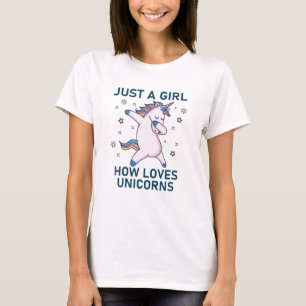 Camiseta apenas uma garota como adora unicórnios