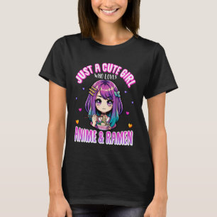 Camiseta Apenas Uma Garota Fofa Que Ama Anime e Ramen Kawai