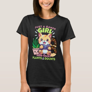 Camiseta Apenas Uma Garota Gamer Que Ama Gatos Plantas Jogo