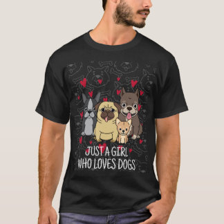 Camiseta apenas uma garota que adora cachorros
