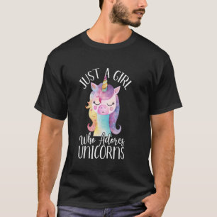 Camiseta Apenas uma Garota que Adora Unicórnios Fofo Colori
