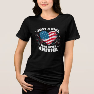 Camiseta Apenas uma Garota que Ama a América Patriótica 4 d