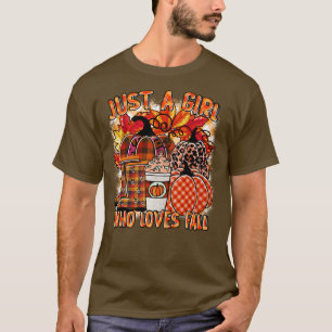 Camiseta apenas uma garota que ama a queda da abóbora-leopa