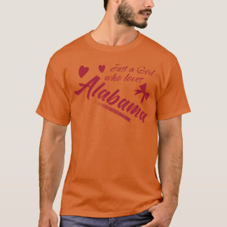 Camiseta Apenas Uma Garota Que Ama Alabama Mulheres e Menin