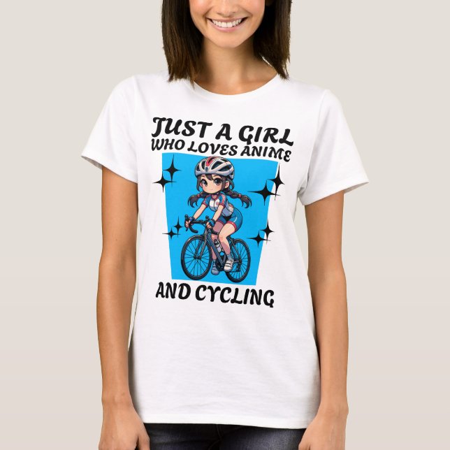 Camiseta Apenas uma garota que ama animação e ciclismo (Frente)